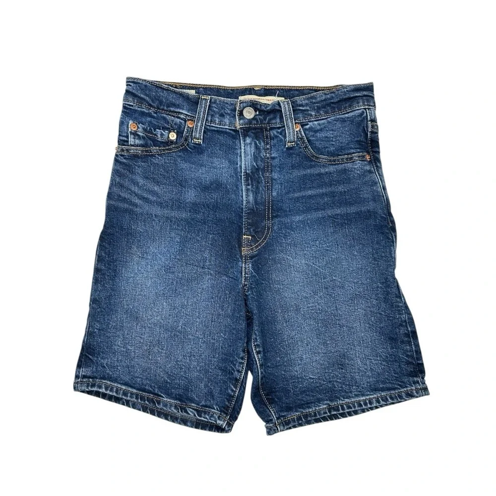 Levi's Women's 26 Premium Ribcage Bermuda Denim Shorts High Rise Medium Wash